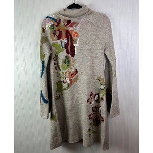 Anthropologie Knitted and Knotted Floral‎ Turtleneck dress size Small